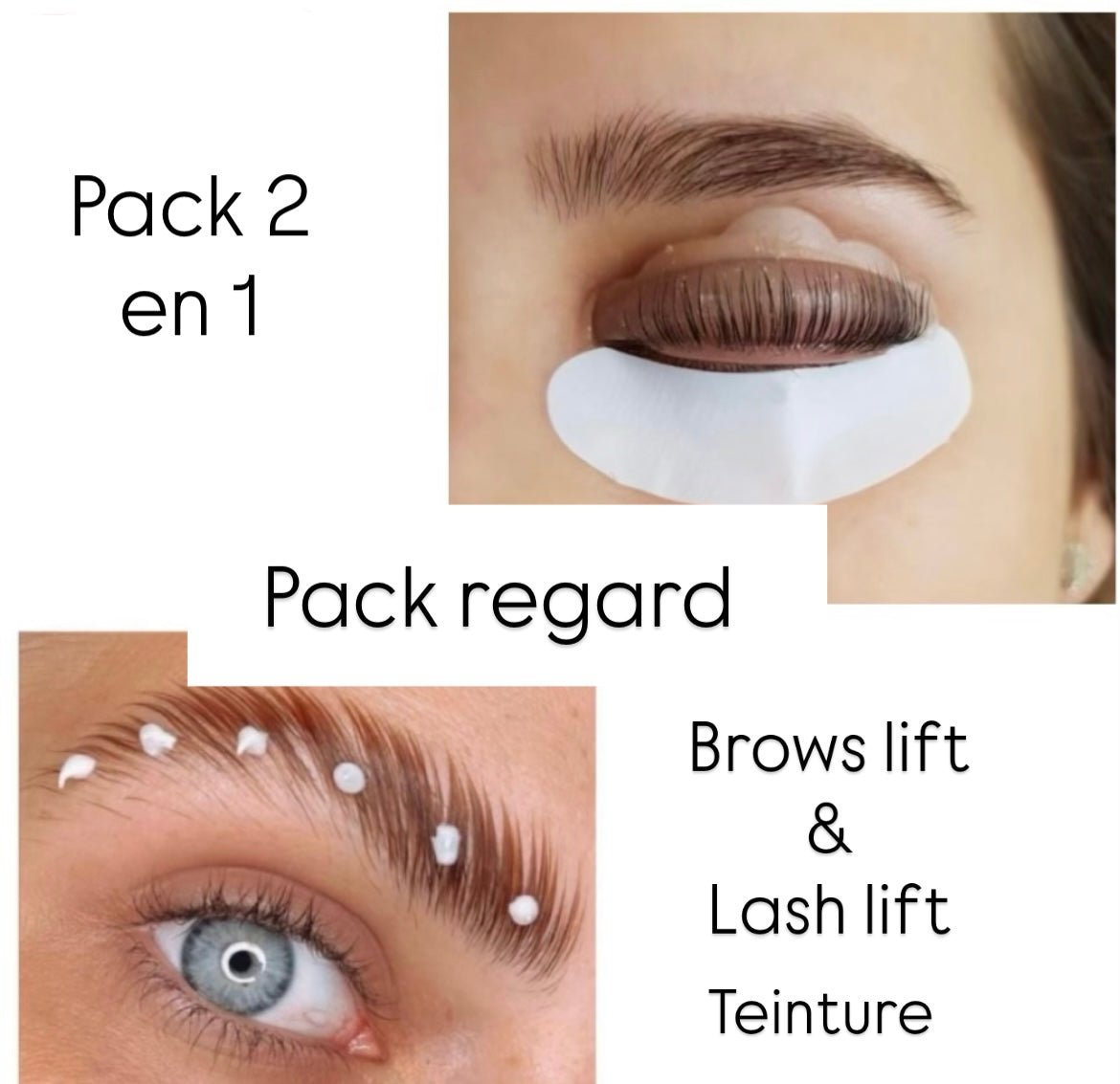 Pack 2 en 1 :  Brows lift, mapping , teinture & rehaussement de cils + kit inclus