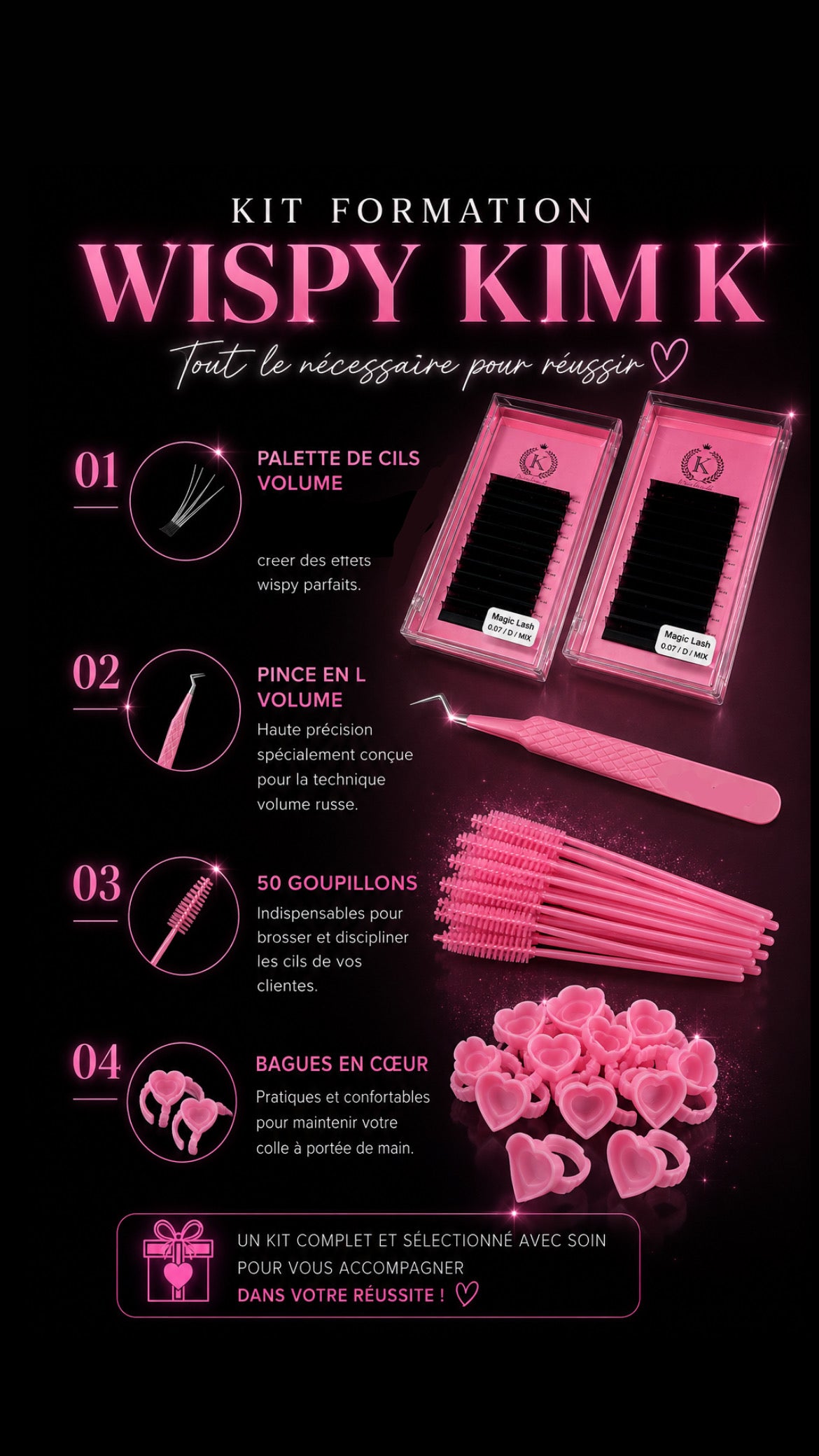 Pack 2 en 1 : pose Wispy Kim K & Wet + kit inclus (à distance)