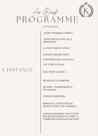 Formation air Brush + structuration des sourcils + kit inclus  (à distance )