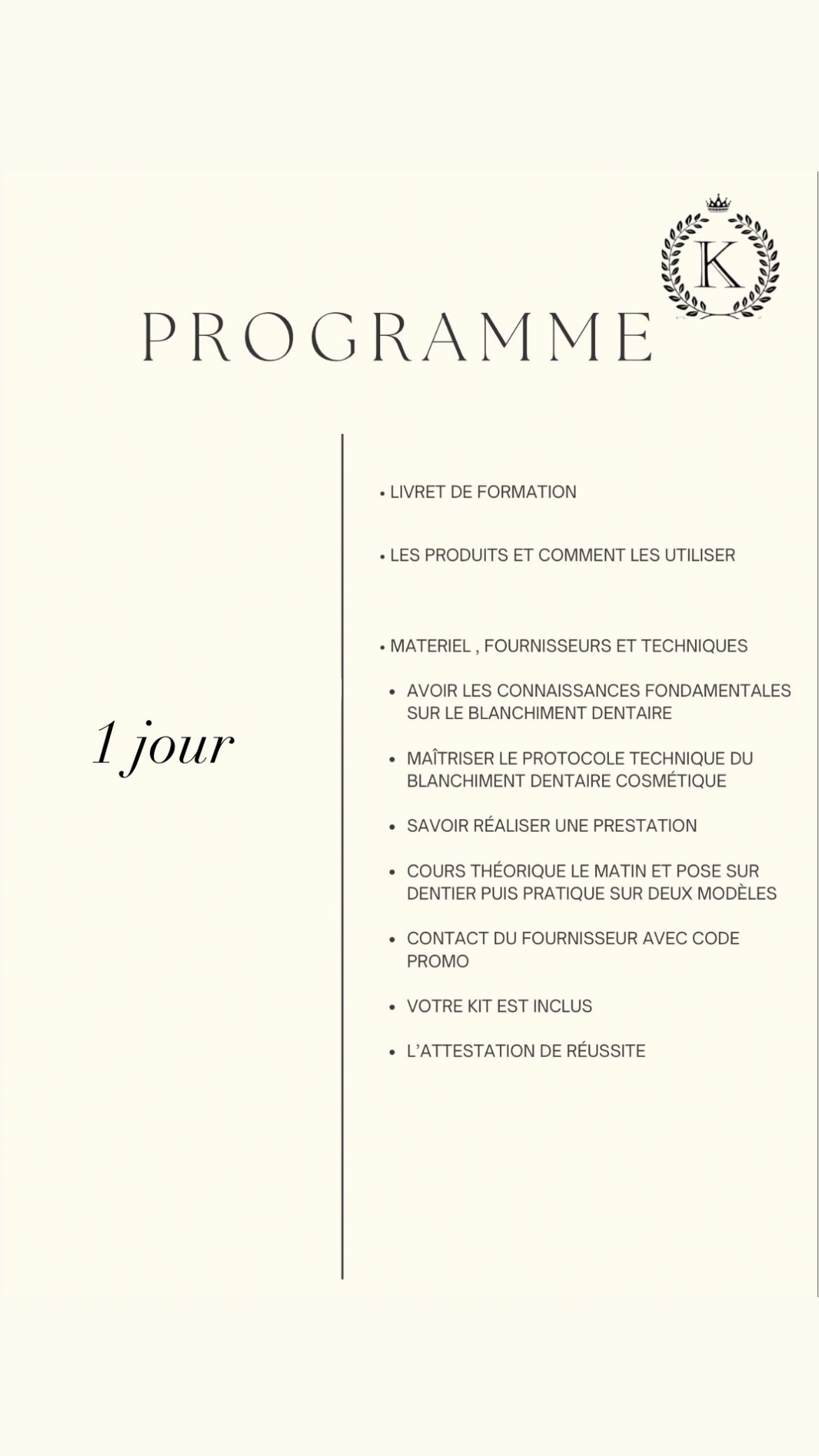 blanchiment dentaire + kit inclus sur place (1 jour)