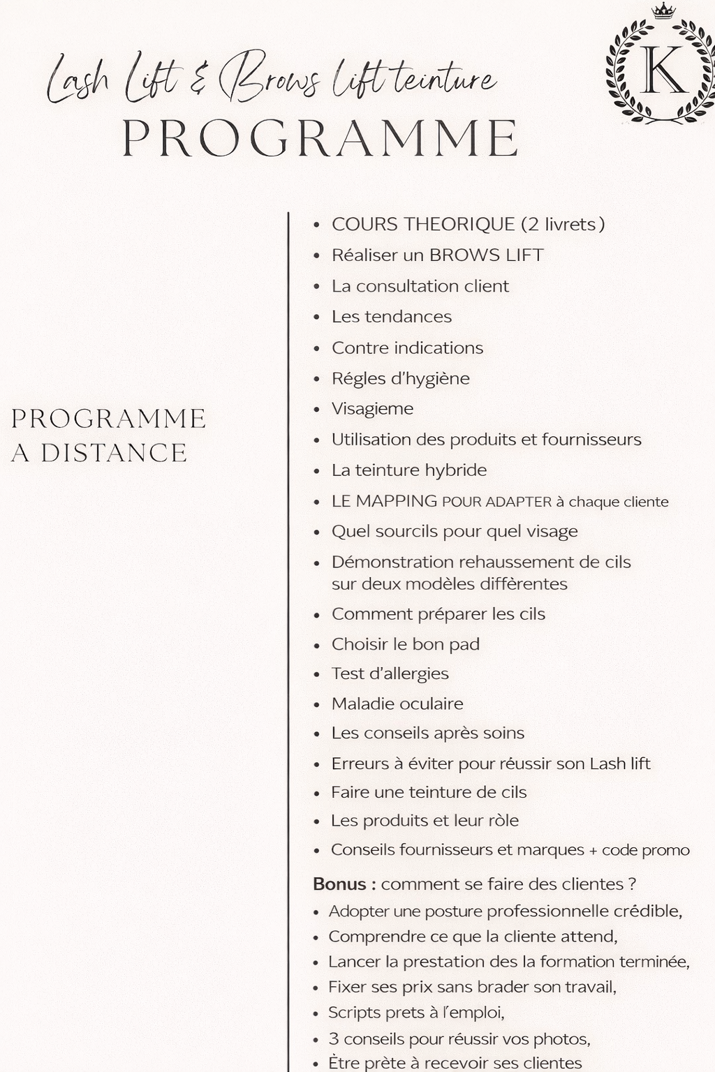 Pack 3 en 1 :  Brows lift, mapping , teinture hybride & rehaussement de cils + kit inclus ( à distance )