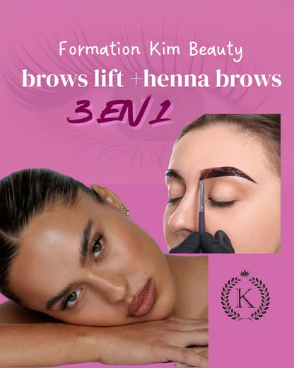 Pack 3 en 1 brows lift et teinture hybride avec structuration des sourcils + Henna Brows + kit inclus (à distance)