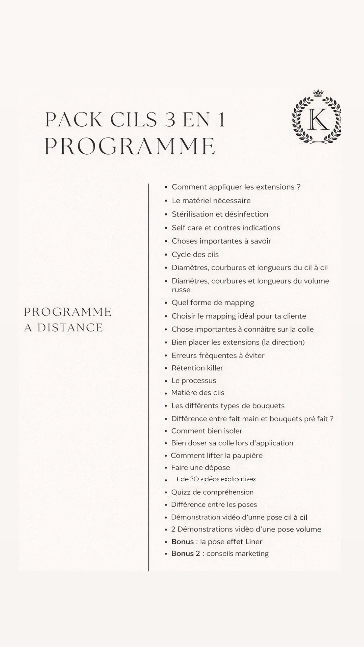 Pack 3 en 1 – Cil à cil, Mixte & Volume Russe + Kit inclus (à distance )