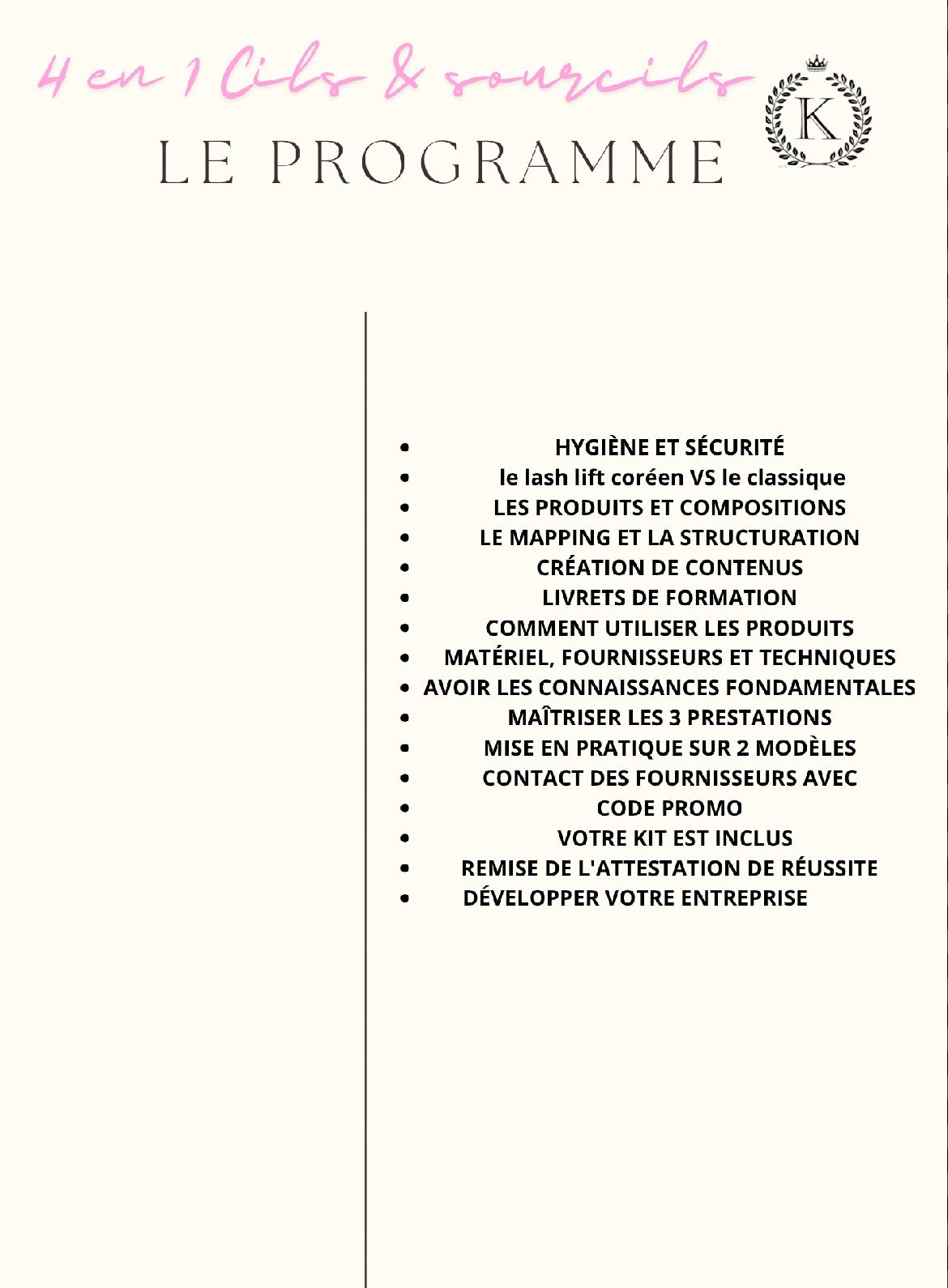 Pack 4 en 1 brows lift teinture hybride avec structuration des sourcils + Lash lift classique + lash lift coréen + kit inclus (à distance)