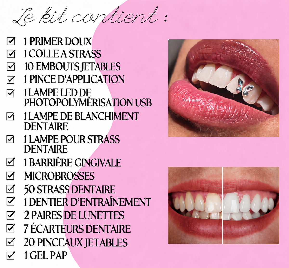 Pack 2 en 1 : formation blanchiment dentaire et strass dentaire + kit inclus (sur place)