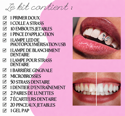 Pack 2 en 1 : formation blanchiment dentaire et strass dentaire + kit inclus (sur place)