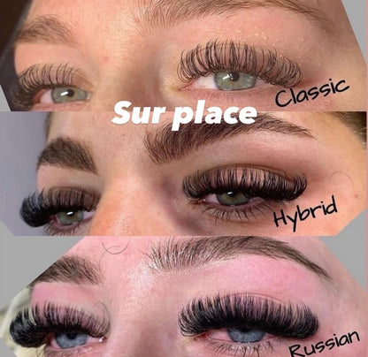 pack 3 en 1 : cil a cil + pose mixte et volume russe + kit inclus sur place (2 jours)