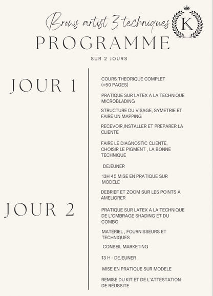 Pack Brows Artist 3 en 1 microblading | ombré powder | combo + kit inclus sur place (2 jours)