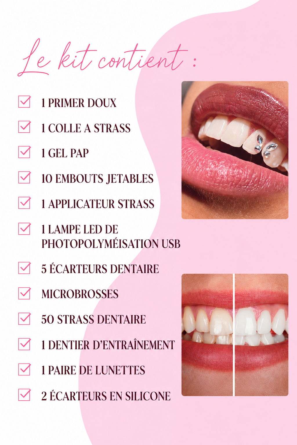 Pack 2 en 1 : blanchiment dentaire et strass dentaire + kit inclus (à distance )