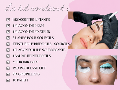 Pack 3 en 1 :  Brows lift, teinture hybride & Lash lift + kit inclus sur place (sur place 1 jour)