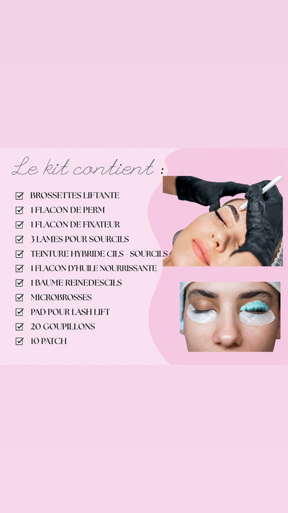 Pack 3 en 1 :  Brows lift , teinture hybride & Lash lift + kit inclus ( à distance )