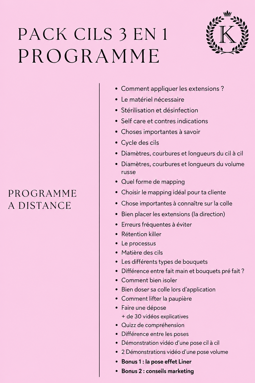 Pack 3 en 1 – Cil à cil, Mixte & Volume Russe + Kit inclus (à distance )