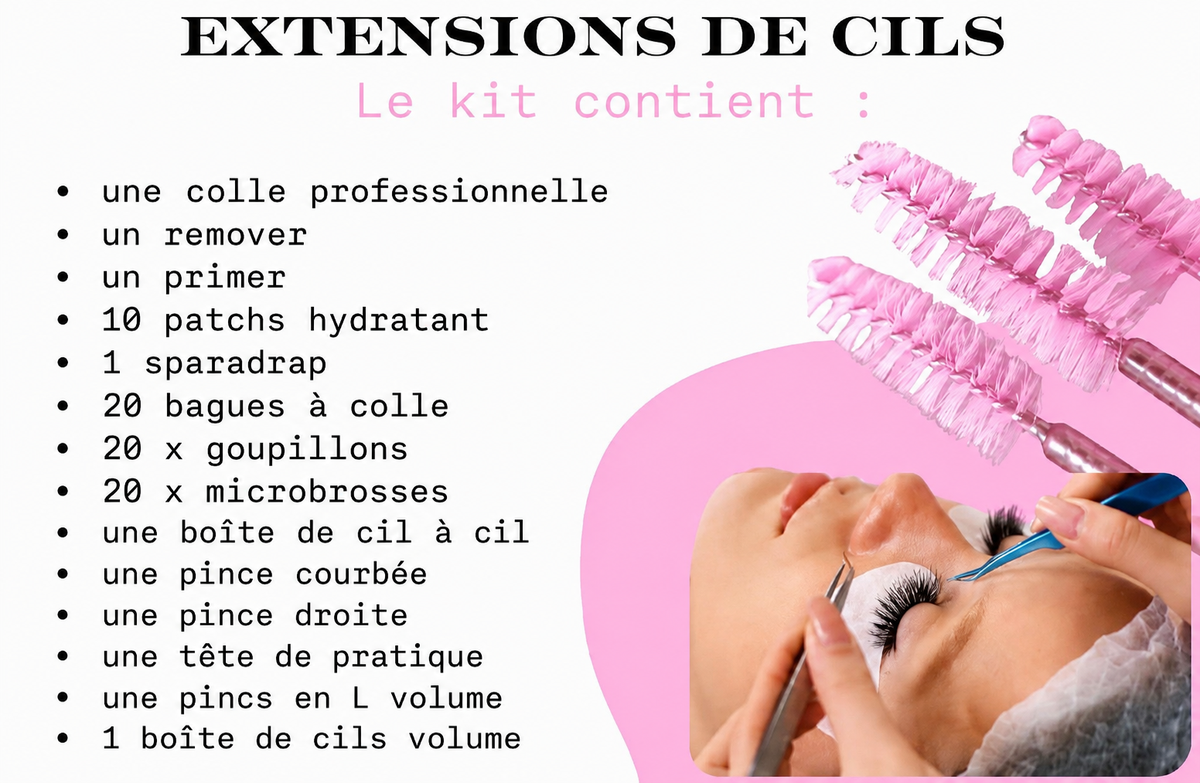 Pack 3 en 1 – Cil à cil, Mixte & Volume Russe + Kit inclus (à distance )