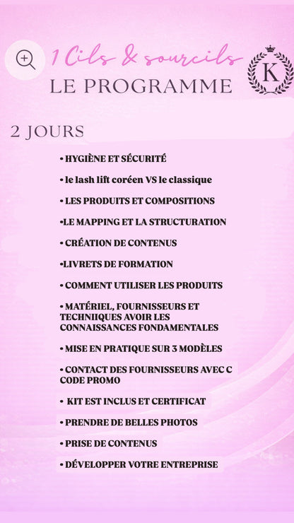 Pack 4 en 1 brows lift et teinture hybride avec structuration des sourcils + Lash lift & lash lift coréen  + kit inclus sur place  (sur place 2 jours)