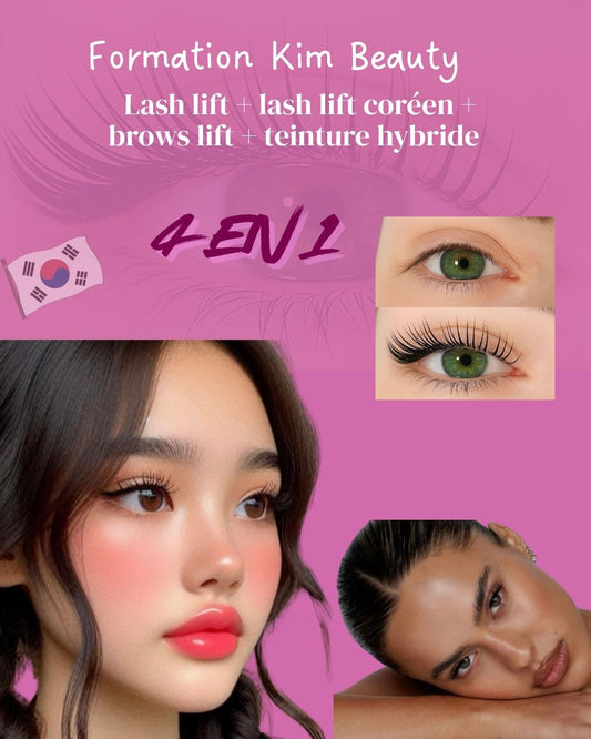 Pack 4 en 1 brows lift teinture hybride avec structuration des sourcils + Lash lift classique + lash lift coréen + kit inclus (à distance)